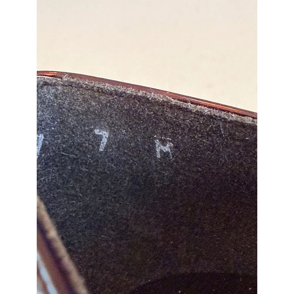 Stuart Weitzman Nusimple Cognac Tartaruga Patent Leather Wedge Shoes 7M With Box - Picture 4 of 16